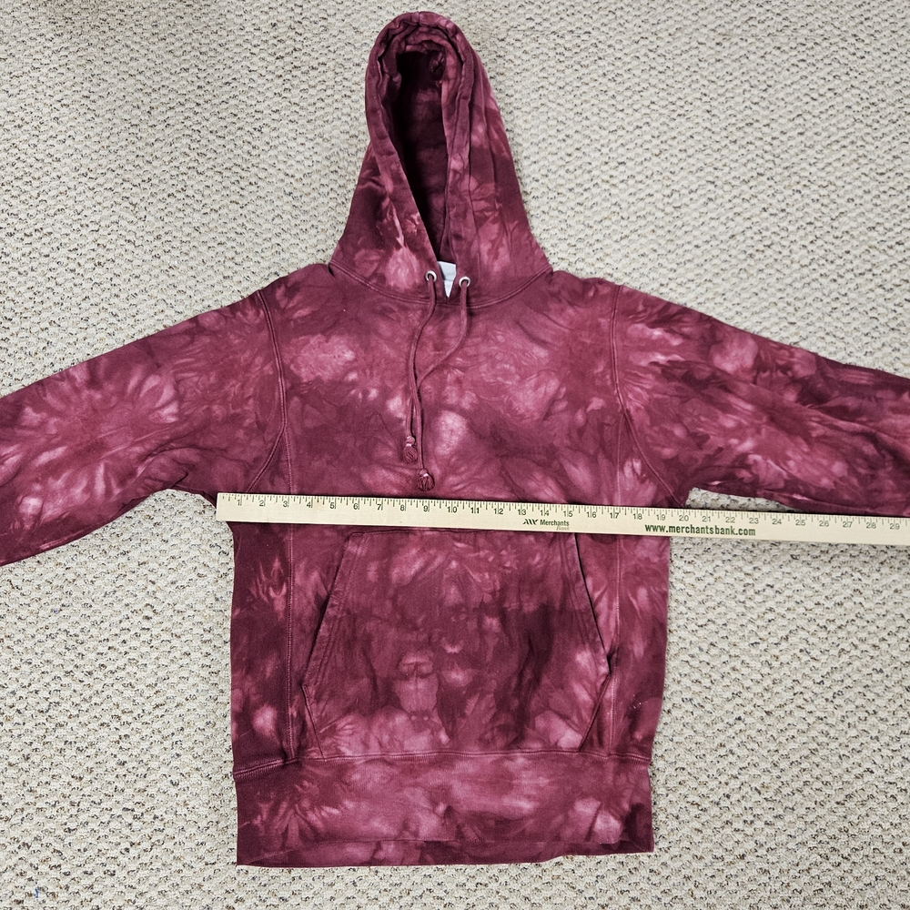 VTG 90s Champion Reverse Weave Hoodie Hooded Sweatshirt Size Small Red Tie-Dye‎